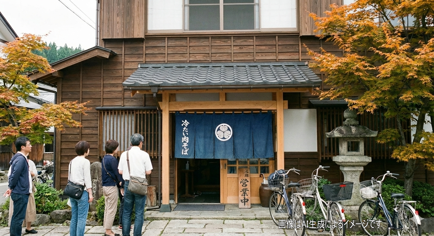 冷たい肉そば店の外観イメージ